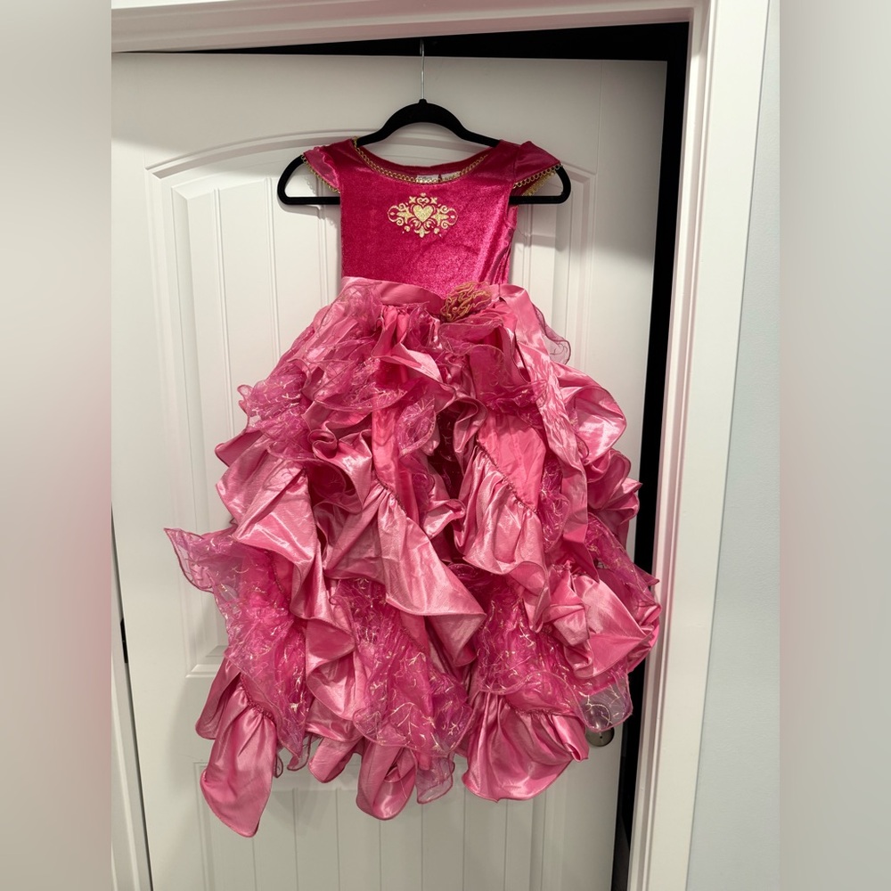 Girls Sleeping Beauty Pink Ruffled Princess Dress size 5-6